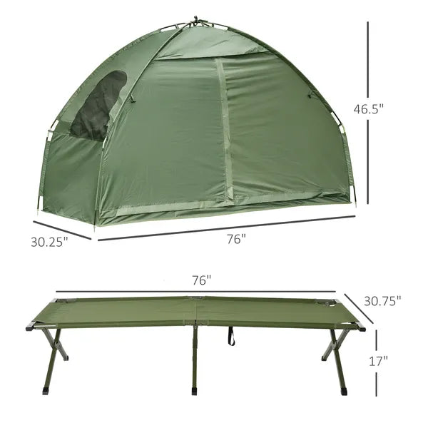 Outsunny 1 Person Folding Camping Cot, Portable Outdoor with Carry Bag, 2-in-1 Elevated Camping Bed Tent Single - product image 3