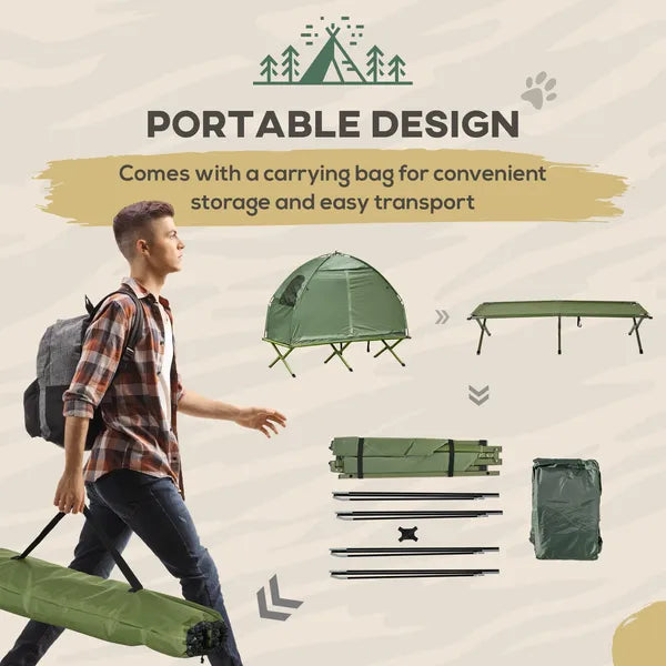 Outsunny 1 Person Folding Camping Cot, Portable Outdoor with Carry Bag, 2-in-1 Elevated Camping Bed Tent Single - product image 6