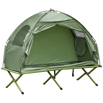 Outsunny 1 Person Folding Camping Cot, Portable Outdoor with Carry Bag, 2-in-1 Elevated Camping Bed Tent Single - product image 1