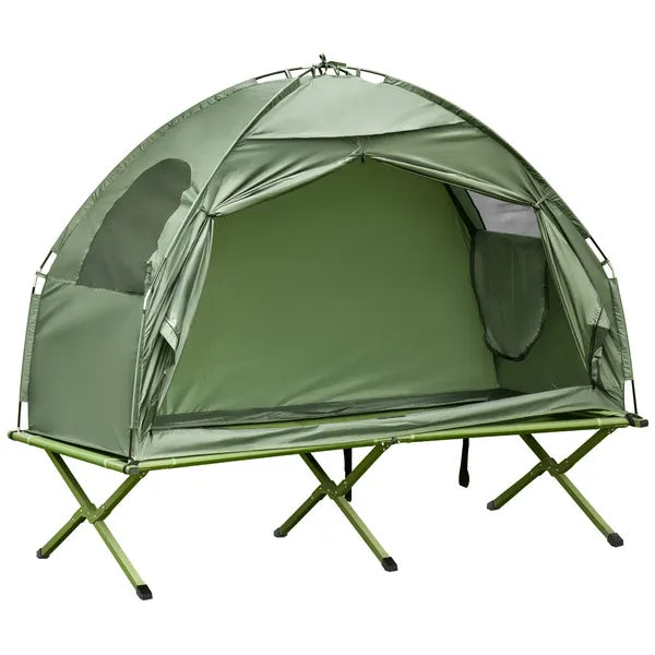Outsunny 1 Person Folding Camping Cot, Portable Outdoor with Carry Bag, 2-in-1 Elevated Camping Bed Tent Single - product image 1