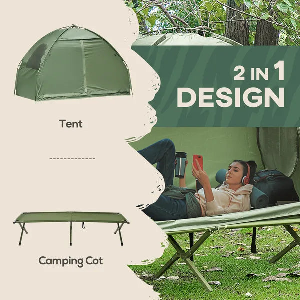 Outsunny 1 Person Folding Camping Cot, Portable Outdoor with Carry Bag, 2-in-1 Elevated Camping Bed Tent Single - product image 5