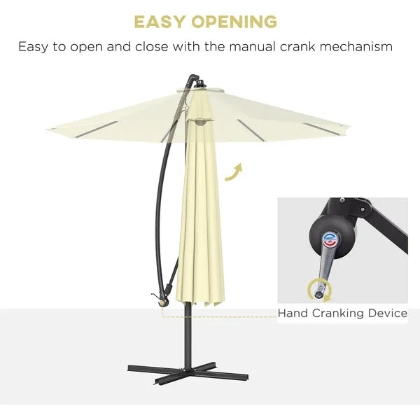 Outsunny 10' Cantilever Tilt Offset Patio Umbrella w/ UV and Water Safe Material and Cross Base (Weight Not Included), Beige - product image 4