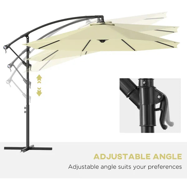 Outsunny 10' Cantilever Tilt Offset Patio Umbrella w/ UV and Water Safe Material and Cross Base (Weight Not Included), Beige - product image 5