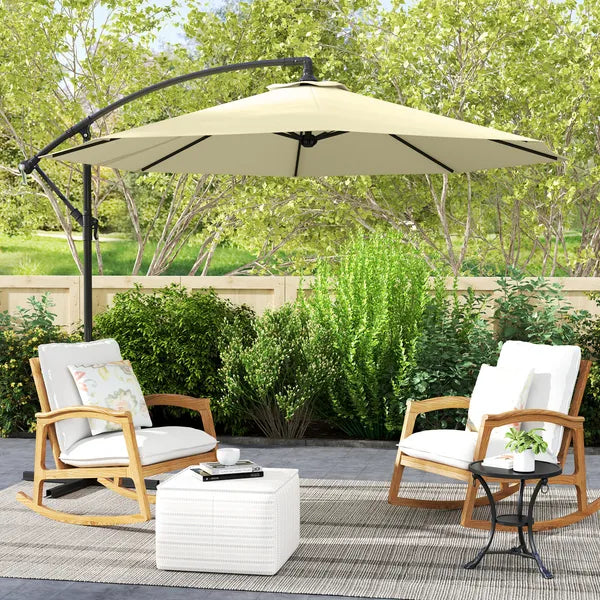 Outsunny 10' Cantilever Tilt Offset Patio Umbrella w/ UV and Water Safe Material and Cross Base (Weight Not Included), Beige - product image 10