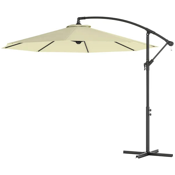 Outsunny 10' Cantilever Tilt Offset Patio Umbrella w/ UV and Water Safe Material and Cross Base (Weight Not Included), Beige - product image 1