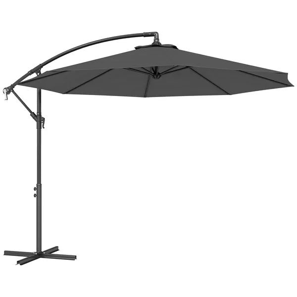 10' Cantilever Tilt Offset Patio Umbrella with UV and Water Safe Material and Cross Base (Weight Not Included), Gray - product image 11