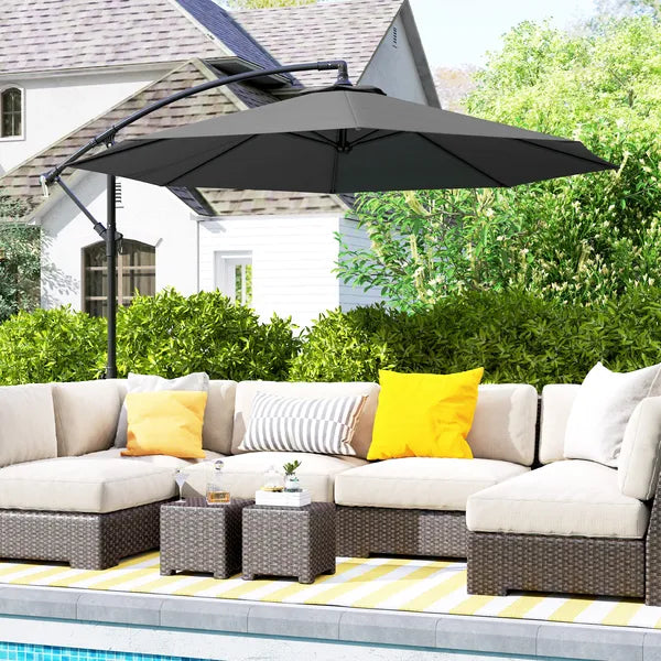 10' Cantilever Tilt Offset Patio Umbrella with UV and Water Safe Material and Cross Base (Weight Not Included), Gray - product image 2