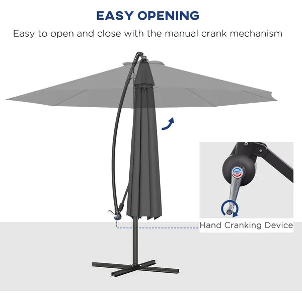 10' Cantilever Tilt Offset Patio Umbrella with UV and Water Safe Material and Cross Base (Weight Not Included), Gray - product image 4