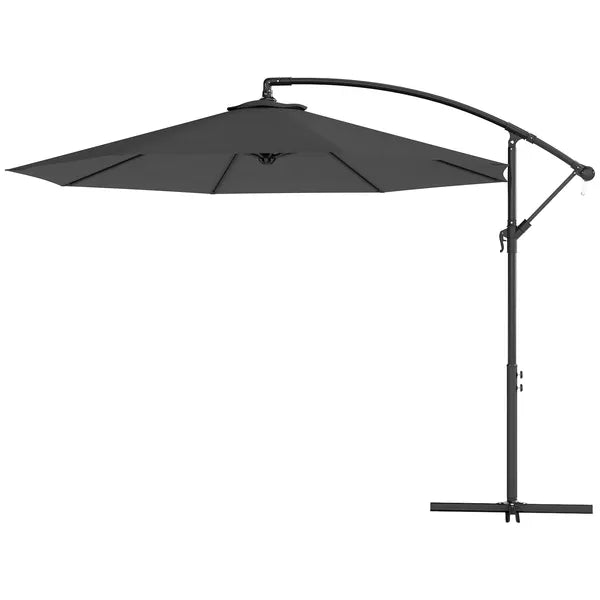 10' Cantilever Tilt Offset Patio Umbrella with UV and Water Safe Material and Cross Base (Weight Not Included), Gray - product image 1