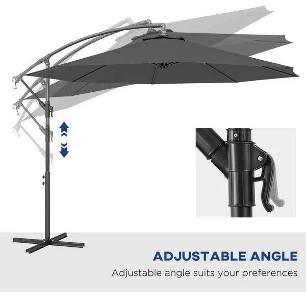 10' Cantilever Tilt Offset Patio Umbrella with UV and Water Safe Material and Cross Base (Weight Not Included), Gray - product image 5
