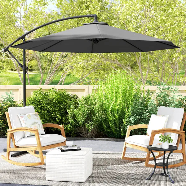 10' Cantilever Tilt Offset Patio Umbrella with UV and Water Safe Material and Cross Base (Weight Not Included), Gray - product image 10