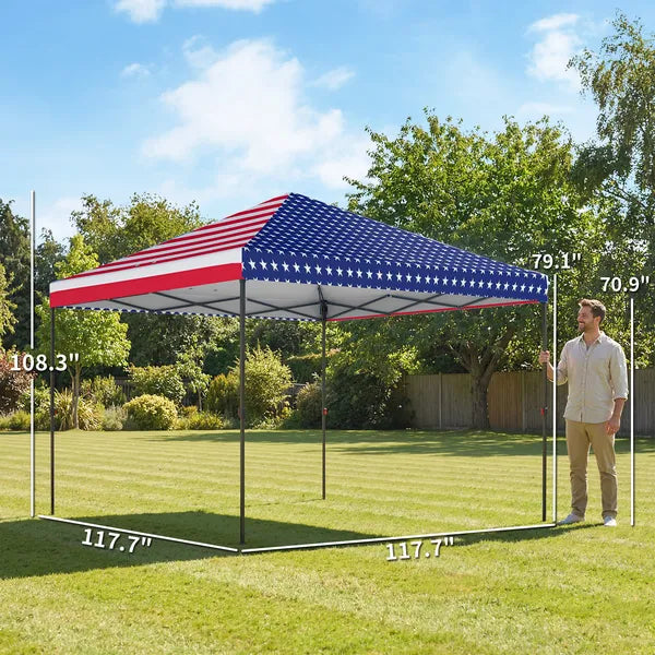 Outsunny 10 x 10 ft Pop Up Canopy Tent with One Push Setup, Outdoor Portable Instant Canopy Shelter with Roller Bag, American Flag - product image 3
