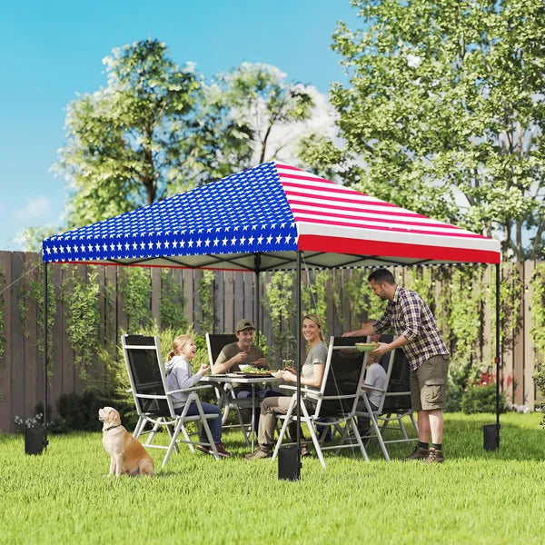 Outsunny 10 x 10 ft Pop Up Canopy Tent with One Push Setup, Outdoor Portable Instant Canopy Shelter with Roller Bag, American Flag - product image 2