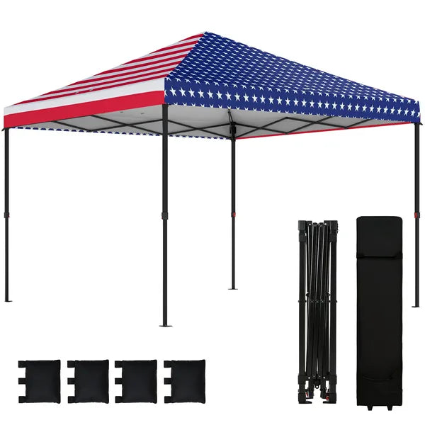 Outsunny 10 x 10 ft Pop Up Canopy Tent with One Push Setup, Outdoor Portable Instant Canopy Shelter with Roller Bag, American Flag - product image 11