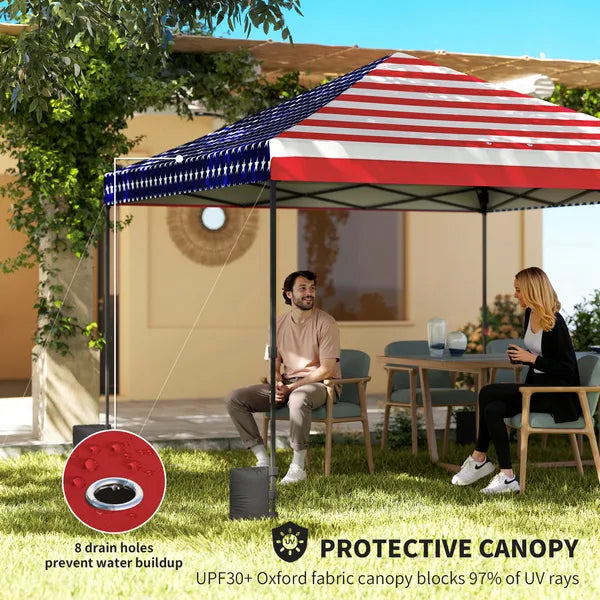 Outsunny 10 x 10 ft Pop Up Canopy Tent with One Push Setup, Outdoor Portable Instant Canopy Shelter with Roller Bag, American Flag - product image 5