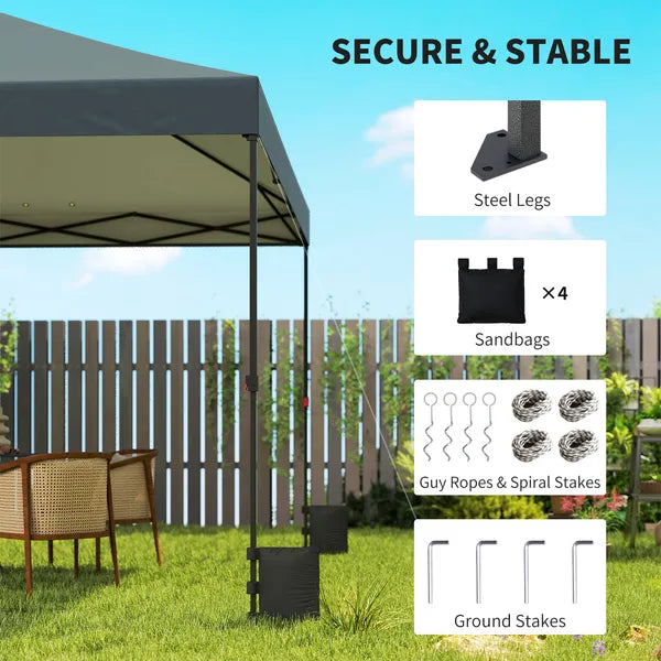 Outsunny 10 x 10 Ft Pop Up Canopy Tent with One Push Setup, Outdoor Portable Instant Canopy Shelter w/ Roller Bag, Dark Gray - product image 6