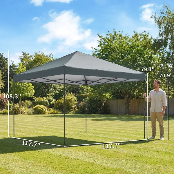 Outsunny 10 x 10 Ft Pop Up Canopy Tent with One Push Setup, Outdoor Portable Instant Canopy Shelter w/ Roller Bag, Dark Gray - product image 3