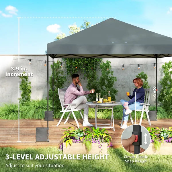 Outsunny 10 x 10 Ft Pop Up Canopy Tent with One Push Setup, Outdoor Portable Instant Canopy Shelter w/ Roller Bag, Dark Gray - product image 7