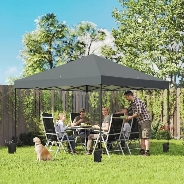 Outsunny 10 x 10 Ft Pop Up Canopy Tent with One Push Setup, Outdoor Portable Instant Canopy Shelter w/ Roller Bag, Dark Gray - product image 2
