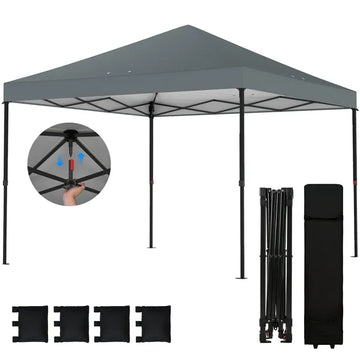 Outsunny 10 x 10 Ft Pop Up Canopy Tent with One Push Setup, Outdoor Portable Instant Canopy Shelter w/ Roller Bag, Dark Gray - product image 1
