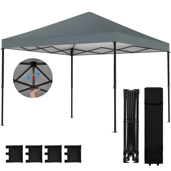 Outsunny 10 x 10 Ft Pop Up Canopy Tent with One Push Setup, Outdoor Portable Instant Canopy Shelter w/ Roller Bag, Dark Gray - product image 1