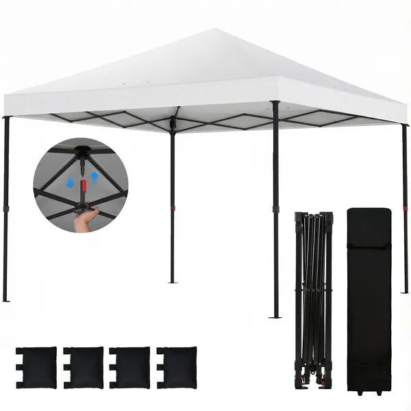 Outsunny 10 x 10 Ft Pop Up Canopy Tent with One Push Setup, Outdoor Portable Instant Canopy Shelter w/ Roller Bag, White - product image 1