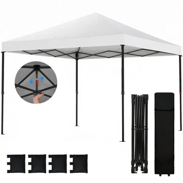 Outsunny 10 x 10 Ft Pop Up Canopy Tent with One Push Setup, Outdoor Portable Instant Canopy Shelter w/ Roller Bag, White - product image 1