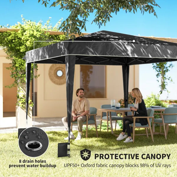 Outsunny 10 x 10 Ft Pop Up Canopy Tent with Sidewalls, UPF50+ Outdoor Portable Instant Canopy Shelter with Carry Bag, Black - product image 6