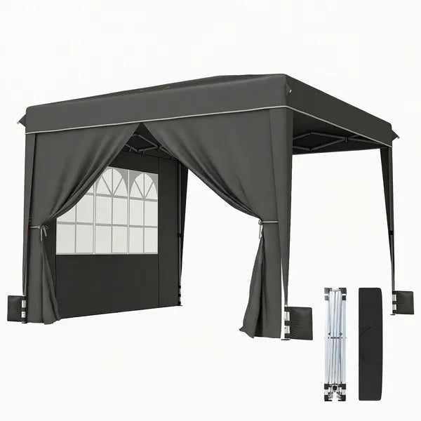 Outsunny 10 x 10 Ft Pop Up Canopy Tent with Sidewalls, UPF50+ Outdoor Portable Instant Canopy Shelter with Carry Bag, Black - product image 11