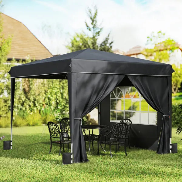 Outsunny 10 x 10 Ft Pop Up Canopy Tent with Sidewalls, UPF50+ Outdoor Portable Instant Canopy Shelter with Carry Bag, Black - product image 10