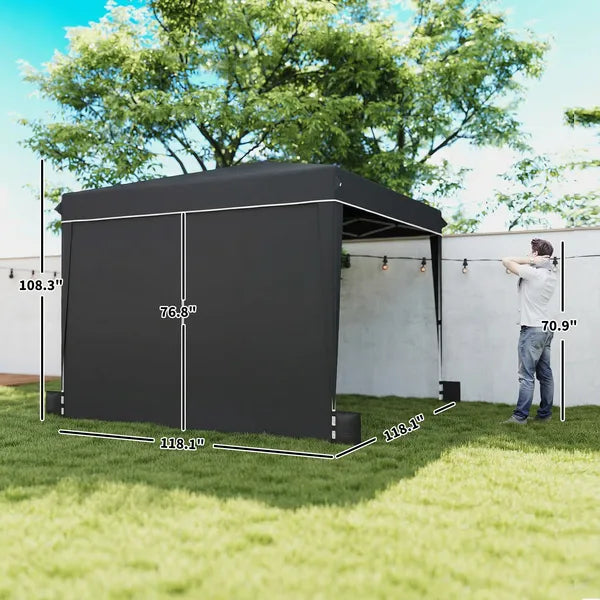 Outsunny 10 x 10 Ft Pop Up Canopy Tent with Sidewalls, UPF50+ Outdoor Portable Instant Canopy Shelter with Carry Bag, Black - product image 3