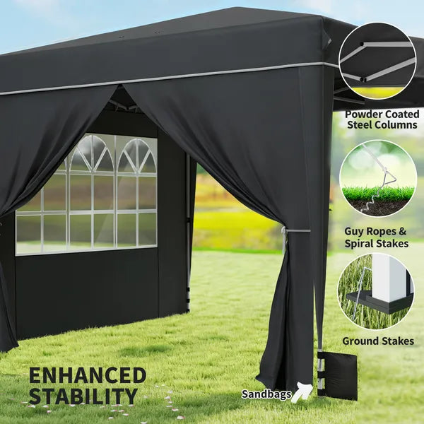 Outsunny 10 x 10 Ft Pop Up Canopy Tent with Sidewalls, UPF50+ Outdoor Portable Instant Canopy Shelter with Carry Bag, Black - product image 7