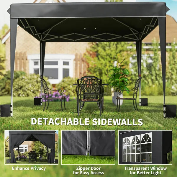 Outsunny 10 x 10 Ft Pop Up Canopy Tent with Sidewalls, UPF50+ Outdoor Portable Instant Canopy Shelter with Carry Bag, Black - product image 5