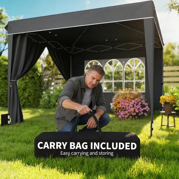 Outsunny 10 x 10 Ft Pop Up Canopy Tent with Sidewalls, UPF50+ Outdoor Portable Instant Canopy Shelter with Carry Bag, Black - product image 9