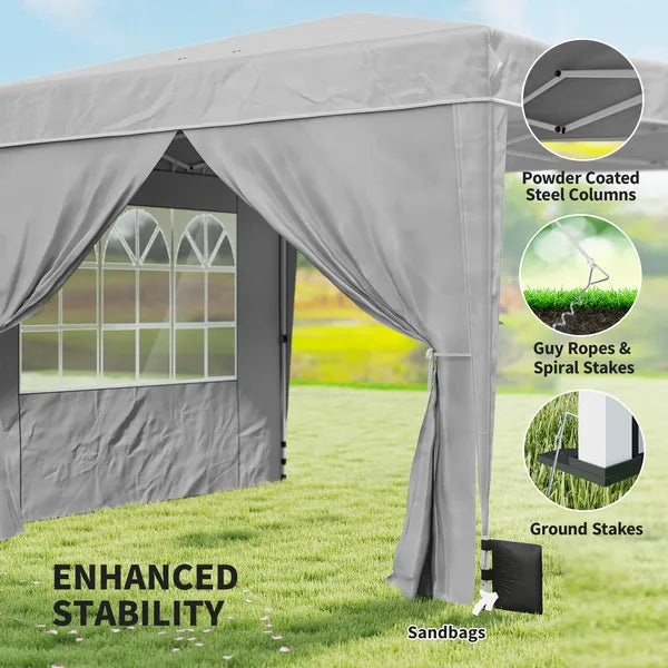 Outsunny 10 x 10 Ft Pop Up Canopy Tent with Sidewalls, UPF50+ Outdoor Portable Instant Canopy Shelter with Carry Bag, Light Gray - product image 7