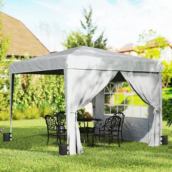 Outsunny 10 x 10 Ft Pop Up Canopy Tent with Sidewalls, UPF50+ Outdoor Portable Instant Canopy Shelter with Carry Bag, Light Gray - product image 10
