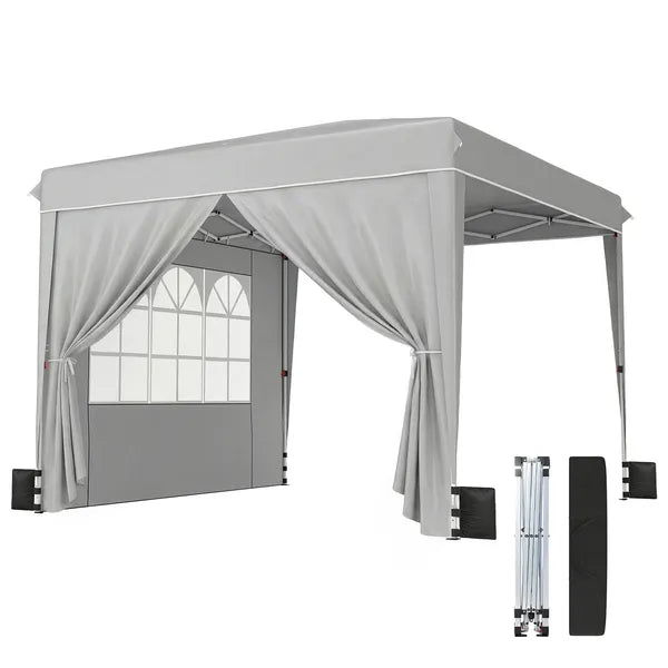 Outsunny 10 x 10 Ft Pop Up Canopy Tent with Sidewalls, UPF50+ Outdoor Portable Instant Canopy Shelter with Carry Bag, Light Gray - product image 11
