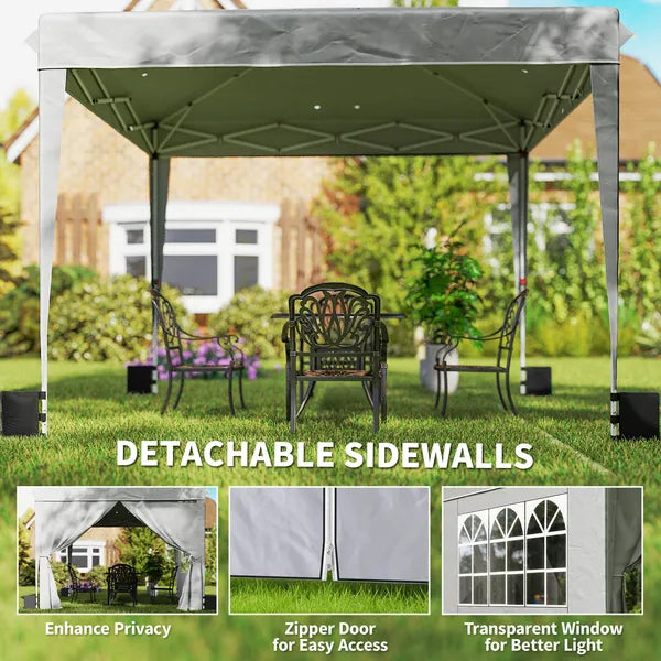Outsunny 10 x 10 Ft Pop Up Canopy Tent with Sidewalls, UPF50+ Outdoor Portable Instant Canopy Shelter with Carry Bag, Light Gray - product image 5