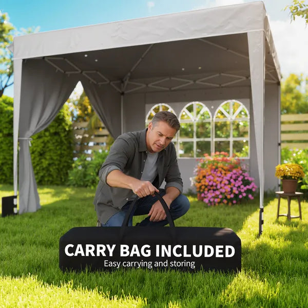 Outsunny 10 x 10 Ft Pop Up Canopy Tent with Sidewalls, UPF50+ Outdoor Portable Instant Canopy Shelter with Carry Bag, Light Gray - product image 9