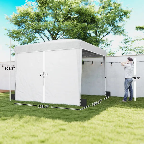 Outsunny 10 x 10 ft Pop Up Canopy Tent with Sidewalls, UPF50+ Outdoor Portable Instant Canopy Shelter with Carry Bag, White - product image 3