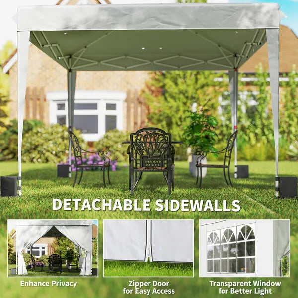 Outsunny 10 x 10 ft Pop Up Canopy Tent with Sidewalls, UPF50+ Outdoor Portable Instant Canopy Shelter with Carry Bag, White - product image 5