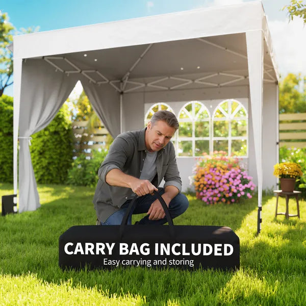 Outsunny 10 x 10 ft Pop Up Canopy Tent with Sidewalls, UPF50+ Outdoor Portable Instant Canopy Shelter with Carry Bag, White - product image 9