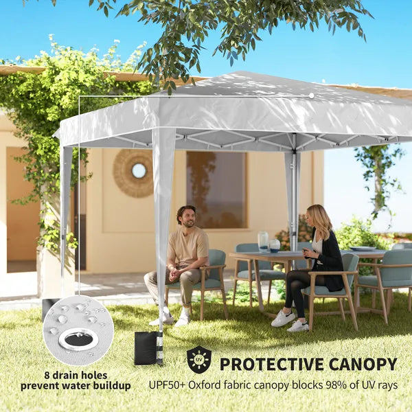 Outsunny 10 x 10 ft Pop Up Canopy Tent with Sidewalls, UPF50+ Outdoor Portable Instant Canopy Shelter with Carry Bag, White - product image 6