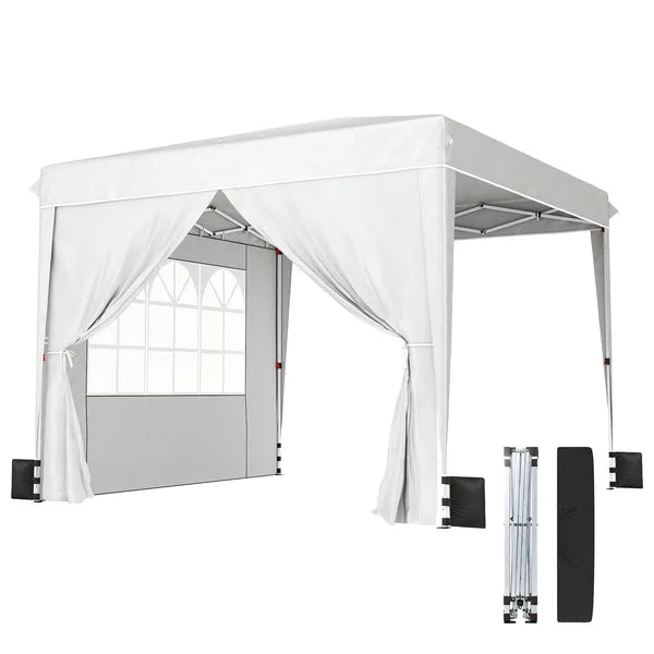 Outsunny 10 x 10 ft Pop Up Canopy Tent with Sidewalls, UPF50+ Outdoor Portable Instant Canopy Shelter with Carry Bag, White - product image 11