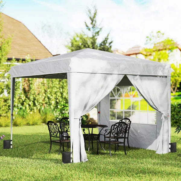 Outsunny 10 x 10 ft Pop Up Canopy Tent with Sidewalls, UPF50+ Outdoor Portable Instant Canopy Shelter with Carry Bag, White - product image 10