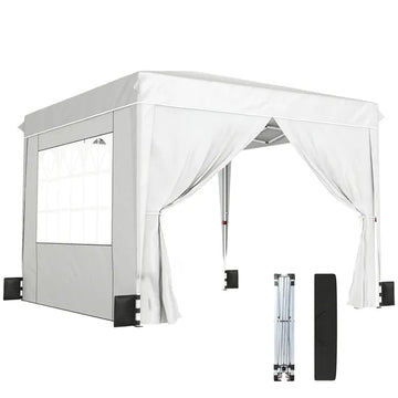 Outsunny 10 x 10 ft Pop Up Canopy Tent with Sidewalls, UPF50+ Outdoor Portable Instant Canopy Shelter with Carry Bag, White - product image 1