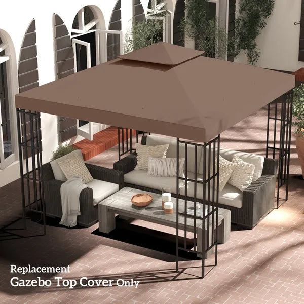 Outsunny 10' x 10' Gazebo Replacement Canopy 2 Tier Top UV Cover Pavilion Garden Patio Outdoor Coffee (TOP ONLY) - product image 10