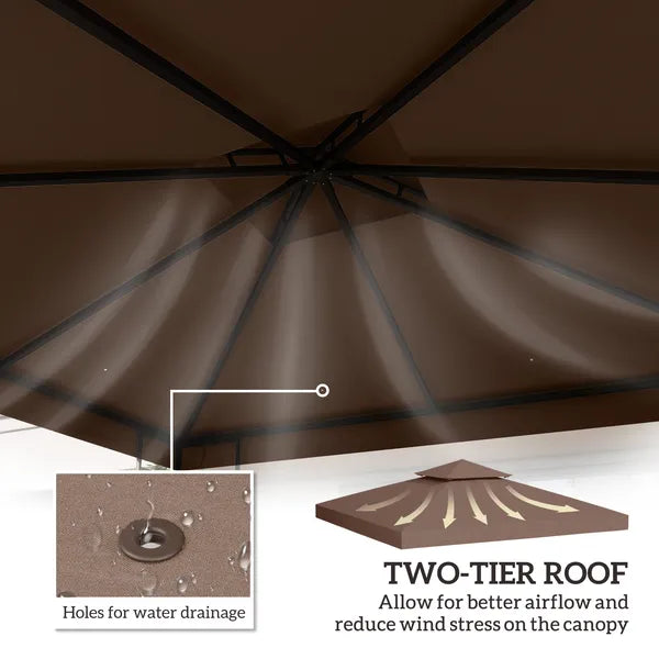 Outsunny 10' x 10' Gazebo Replacement Canopy 2 Tier Top UV Cover Pavilion Garden Patio Outdoor Coffee (TOP ONLY) - product image 4