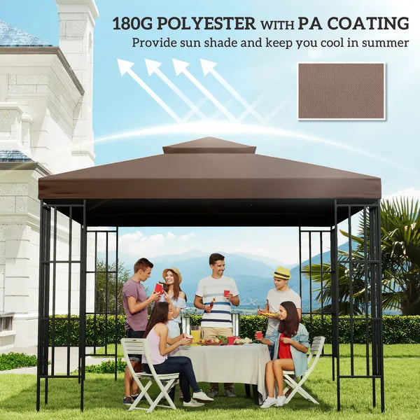 Outsunny 10' x 10' Gazebo Replacement Canopy 2 Tier Top UV Cover Pavilion Garden Patio Outdoor Coffee (TOP ONLY) - product image 6