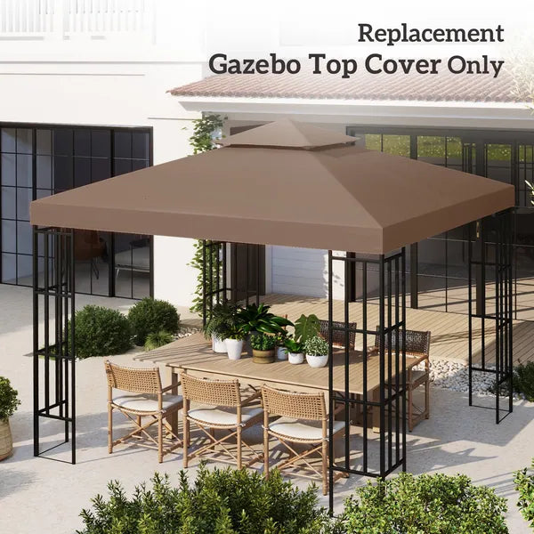 Outsunny 10' x 10' Gazebo Replacement Canopy 2 Tier Top UV Cover Pavilion Garden Patio Outdoor Coffee (TOP ONLY) - product image 7